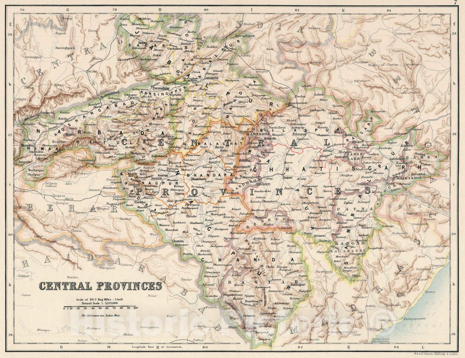 Historic Map : 7: Central Provinces 1894 - Vintage Wall Art