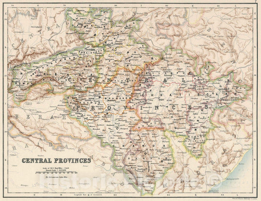 Historic Map : 7: Central Provinces 1894 - Vintage Wall Art