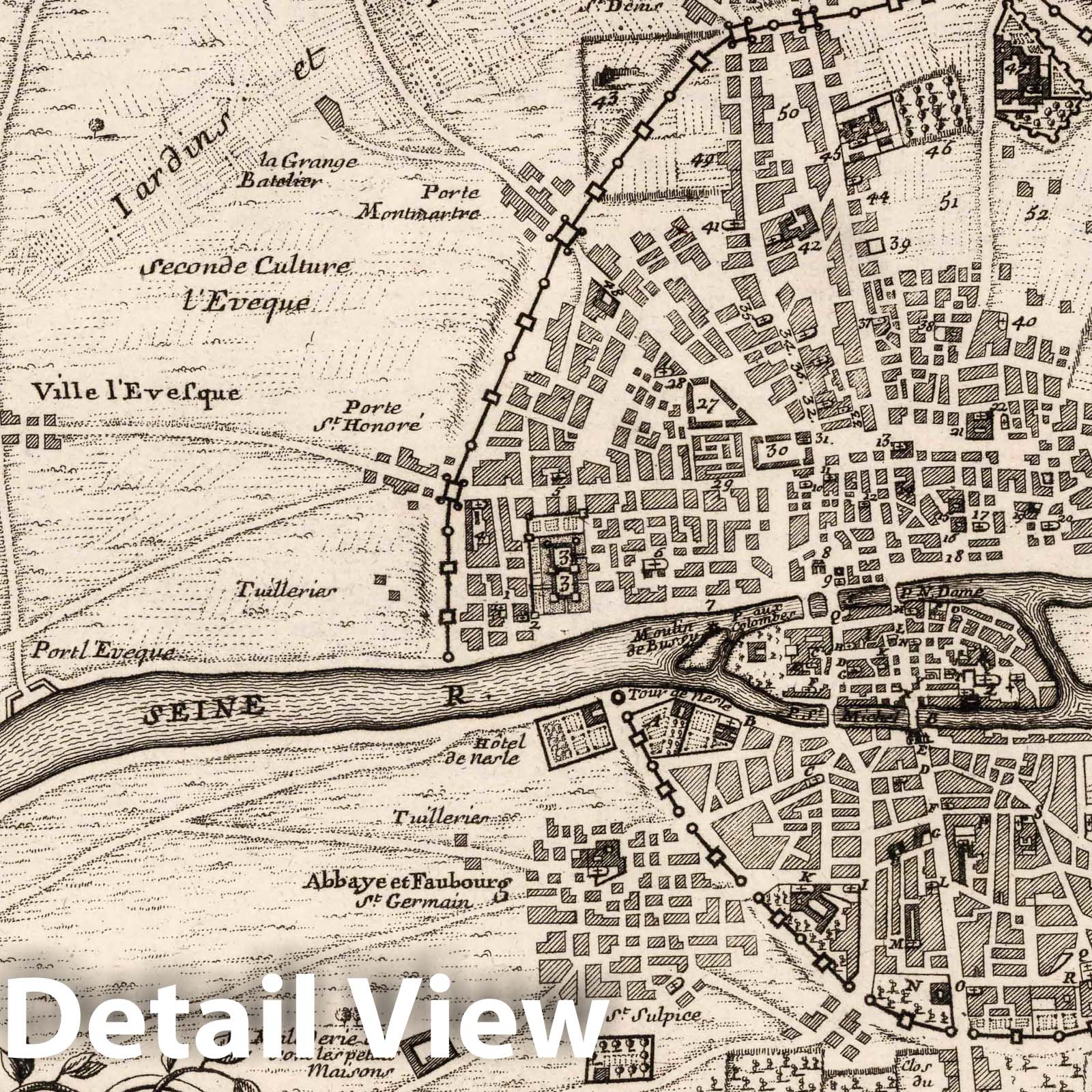 Paris, France - Fifth Arrondissement, 1714 - Historical Map Print