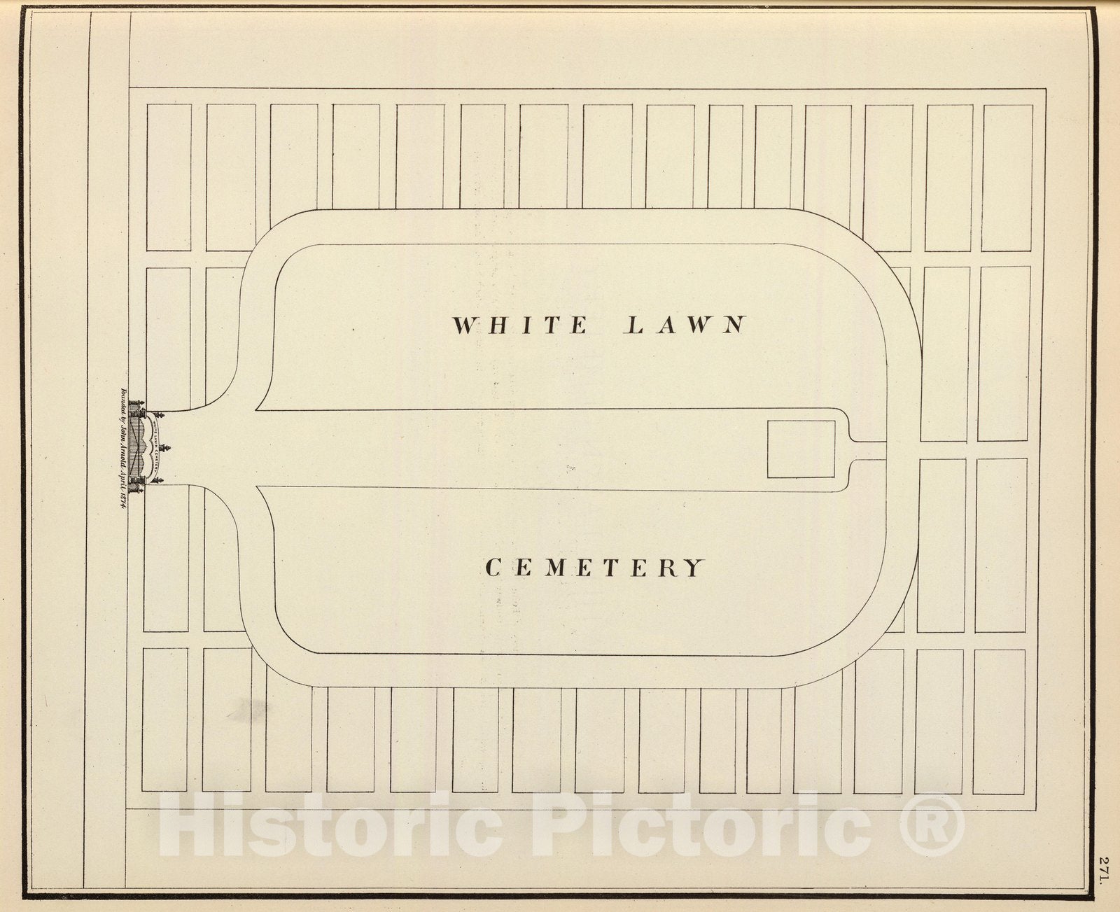 Historic Map : State Atlas Map, White Lawn Cemetery. 1878 - Vintage Wall Art