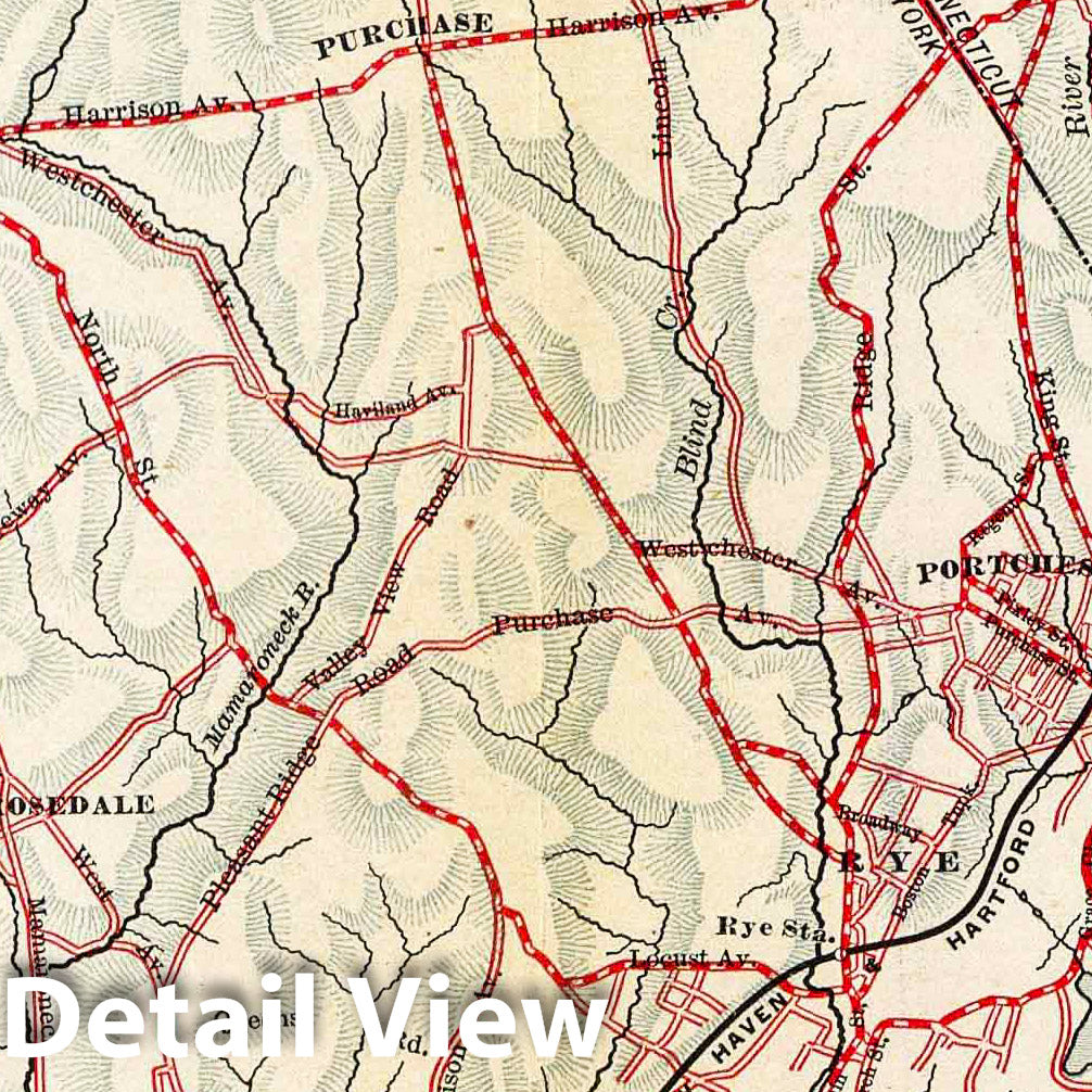 Westchester County, New York and Fairfield County, Connecticut - Road Map, 1895