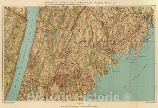 Historic Map : County Atlas Map, Westchester Co, Yonkers-state line. 1893 - Vintage Wall Art