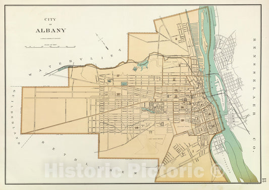 Historic Map : State Atlas Map, Albany. 1895 - Vintage Wall Art