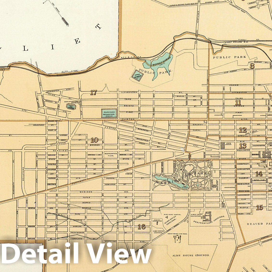 Historic Map : State Atlas Map, Albany. 1895 - Vintage Wall Art