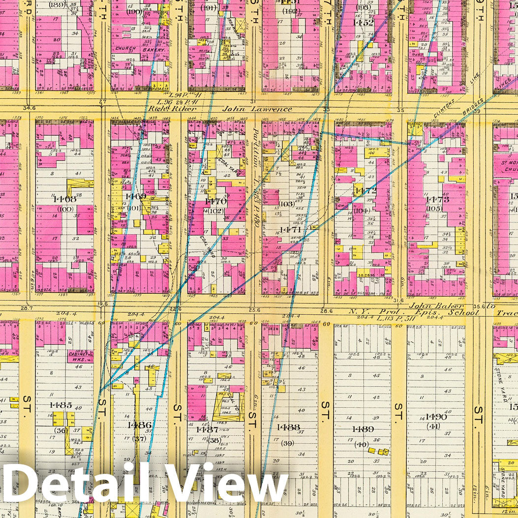 Ward 19, Manhattan - Fire Insurance Map, 1891 - Historical NYC Print