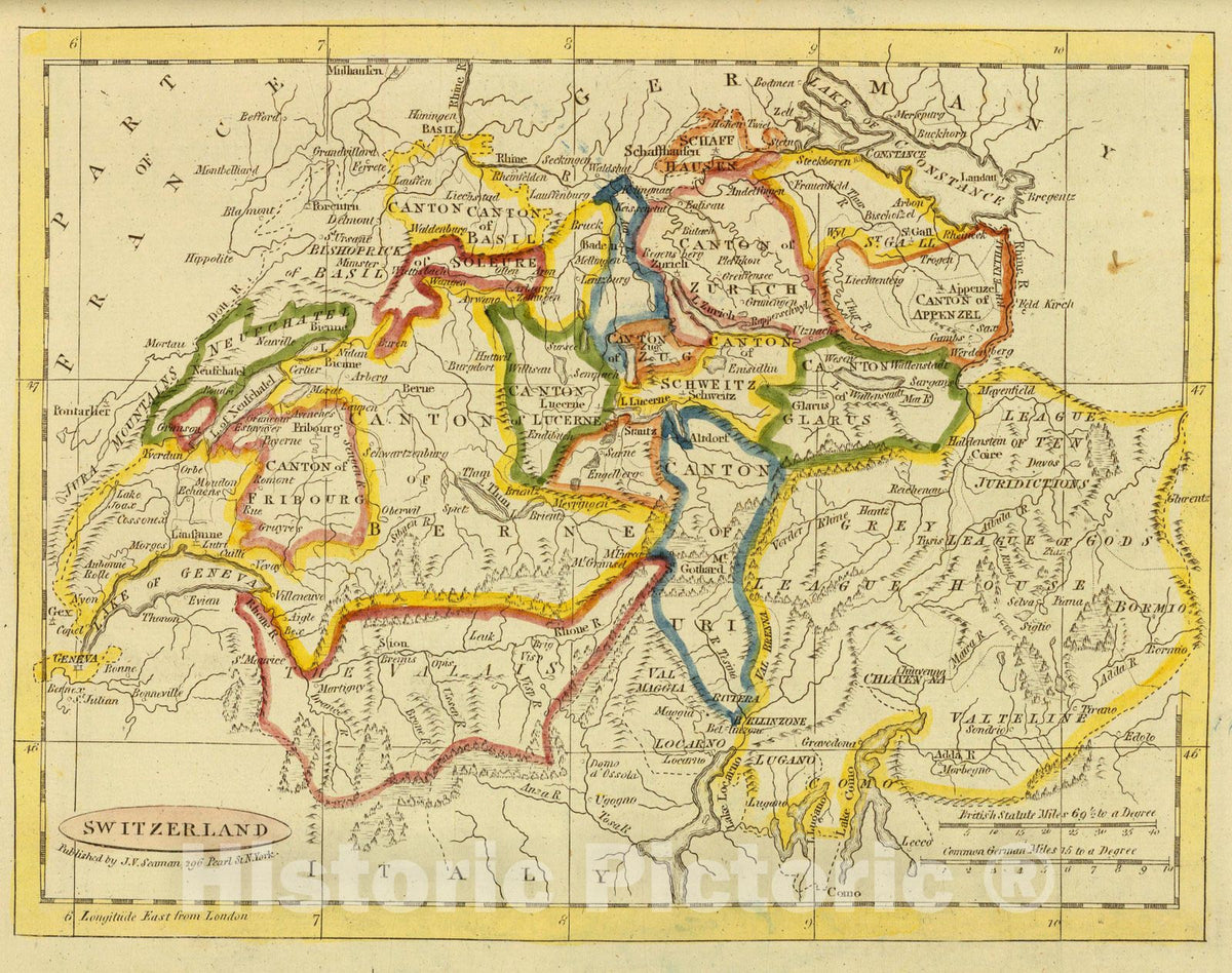 Historic Map : World Atlas Map, Switzerland. 1821 - Vintage Wall Art