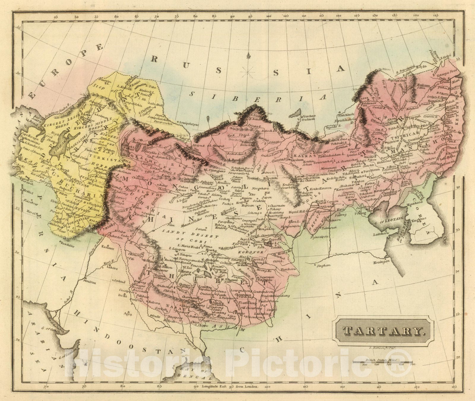 Historic Map : World Atlas Map, Tartary. 1822 - Vintage Wall Art