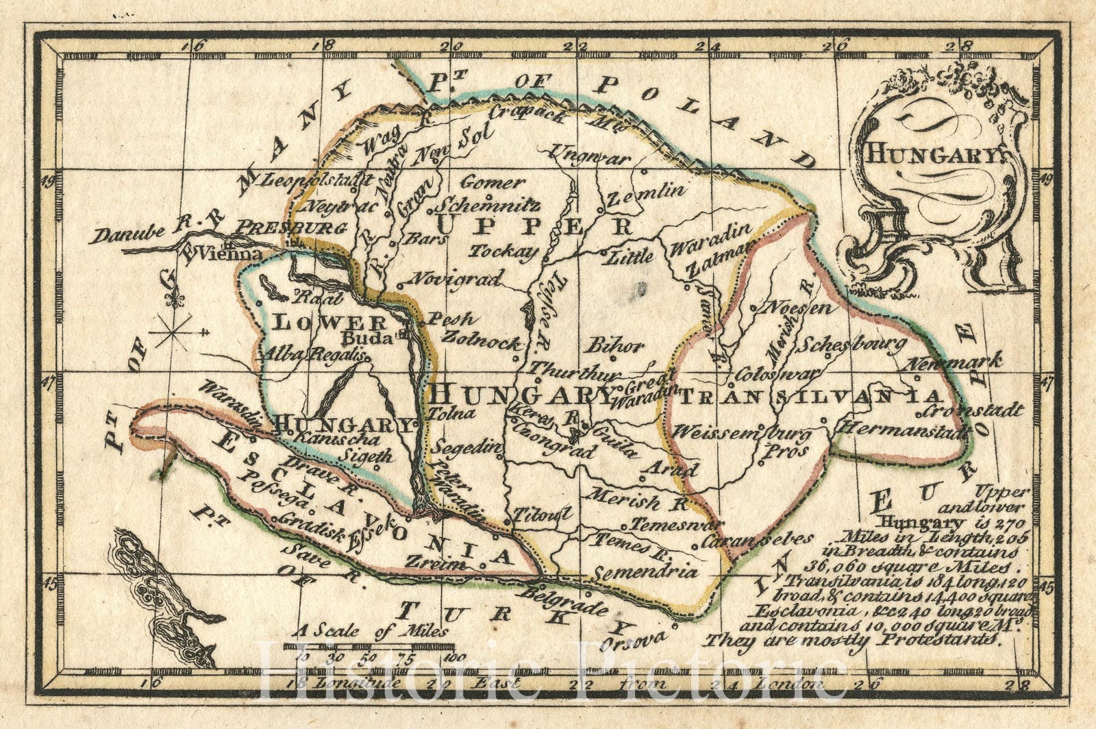 Hungary, 1758 - Historical Map Print from Atlas Minimus