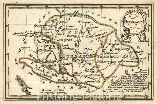 Hungary, 1758 - Historical Map Print from Atlas Minimus