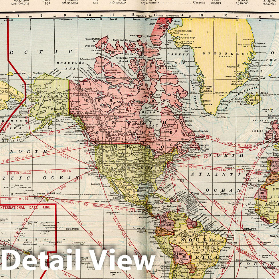 World on Mercator's Projection - River Map, 1904 - Historical Atlas Print