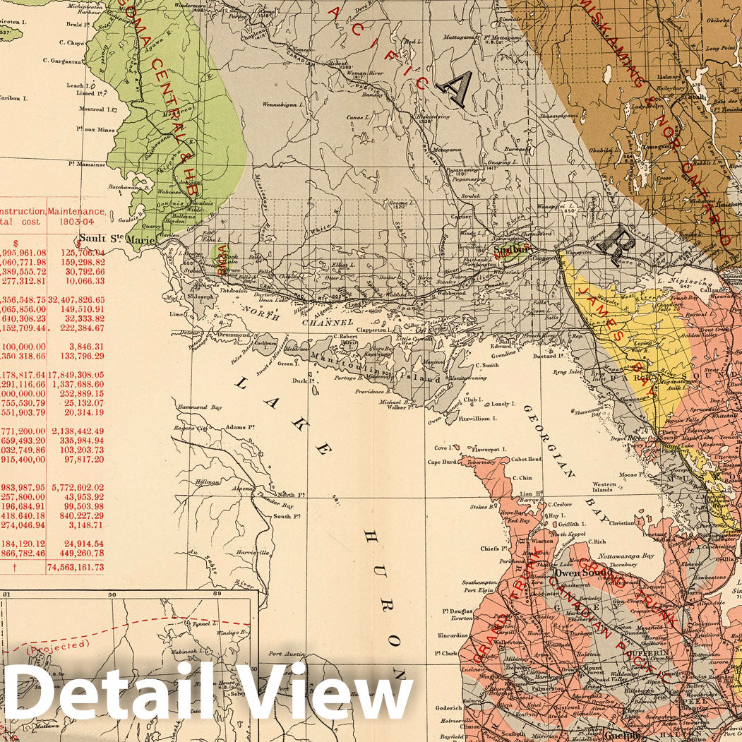 Ontario and Quebec - Railroad Map, 1906 - Historical Map Print
