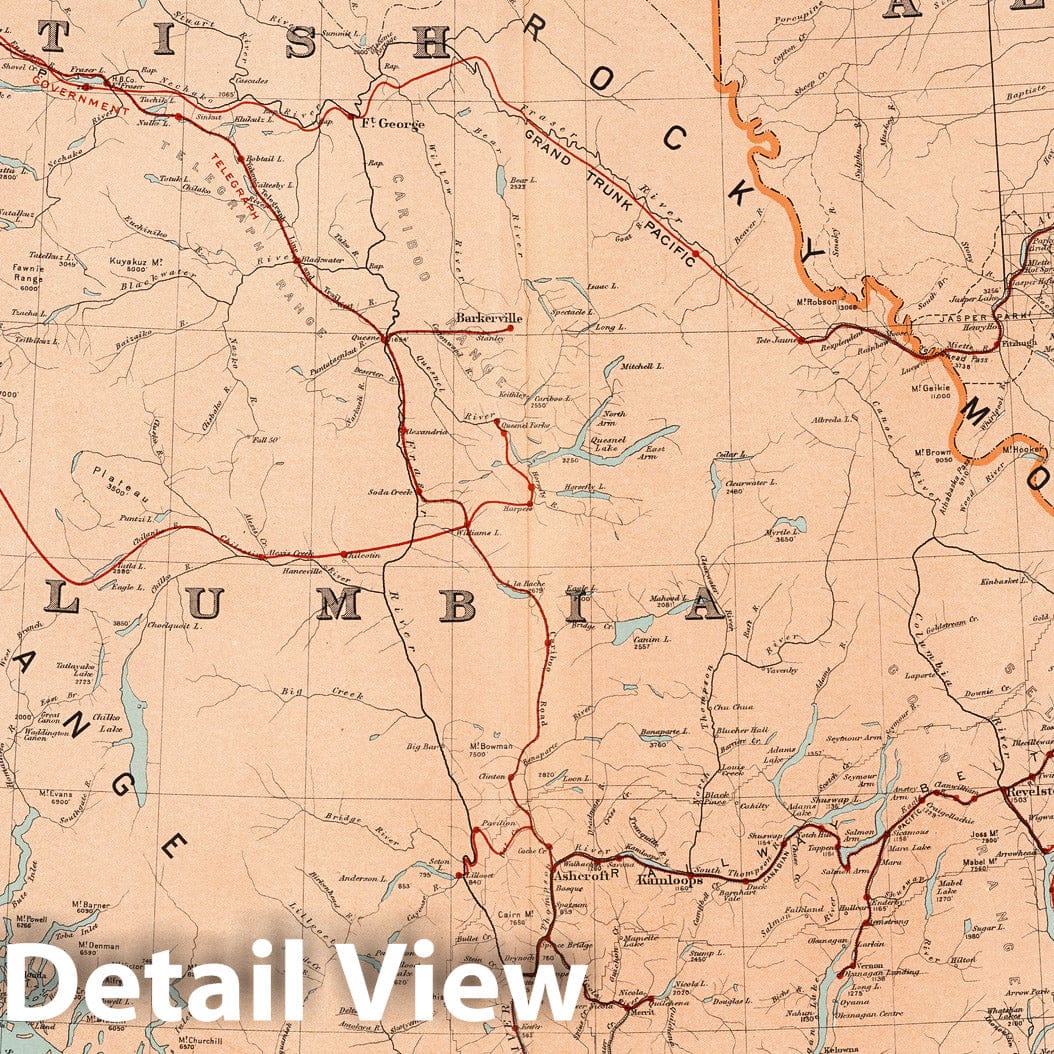 British Columbia, Yukon, and Alberta - Railroad Map, 1915