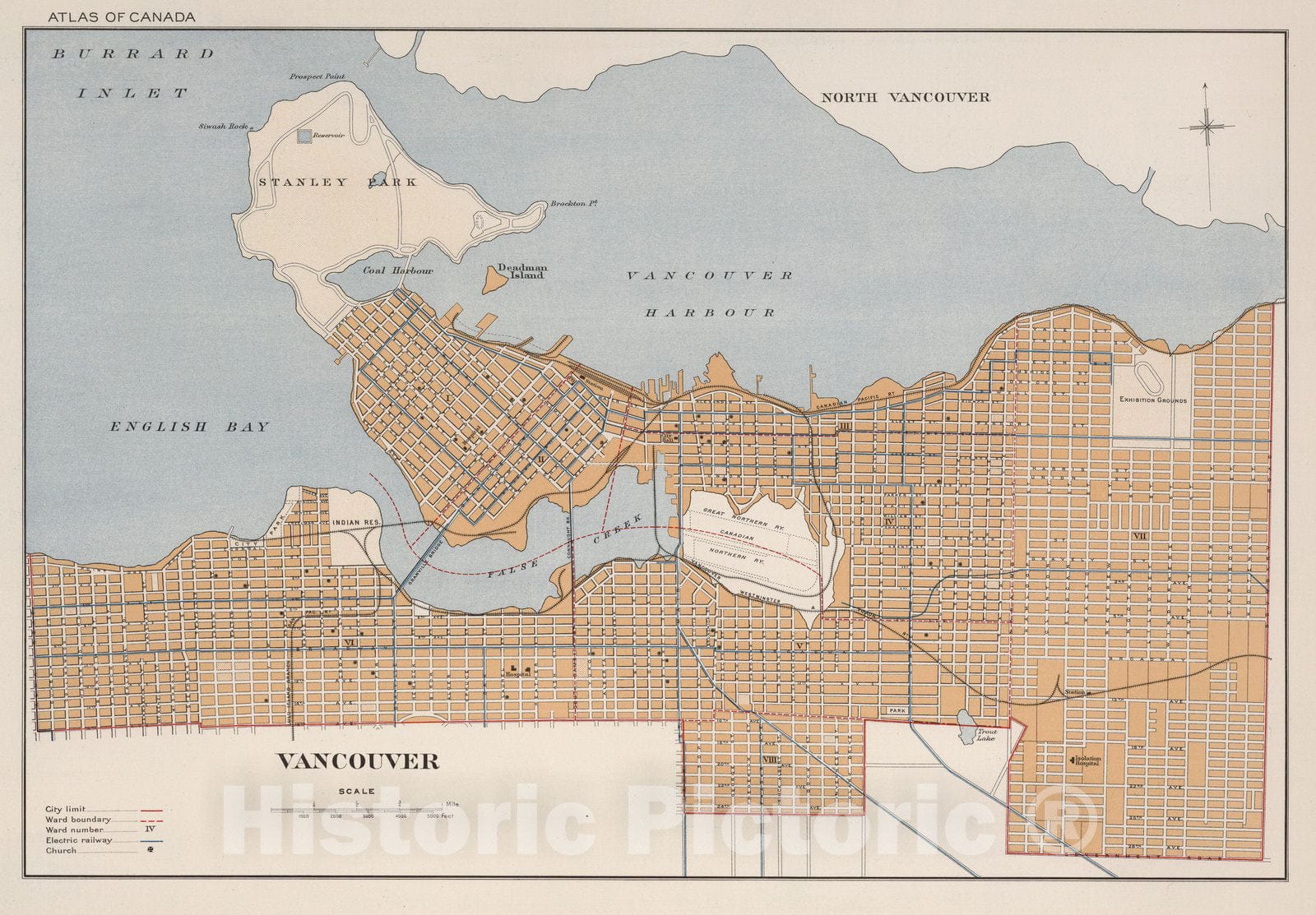 Historic Map : Vancouver 1915 - Vintage Wall Art