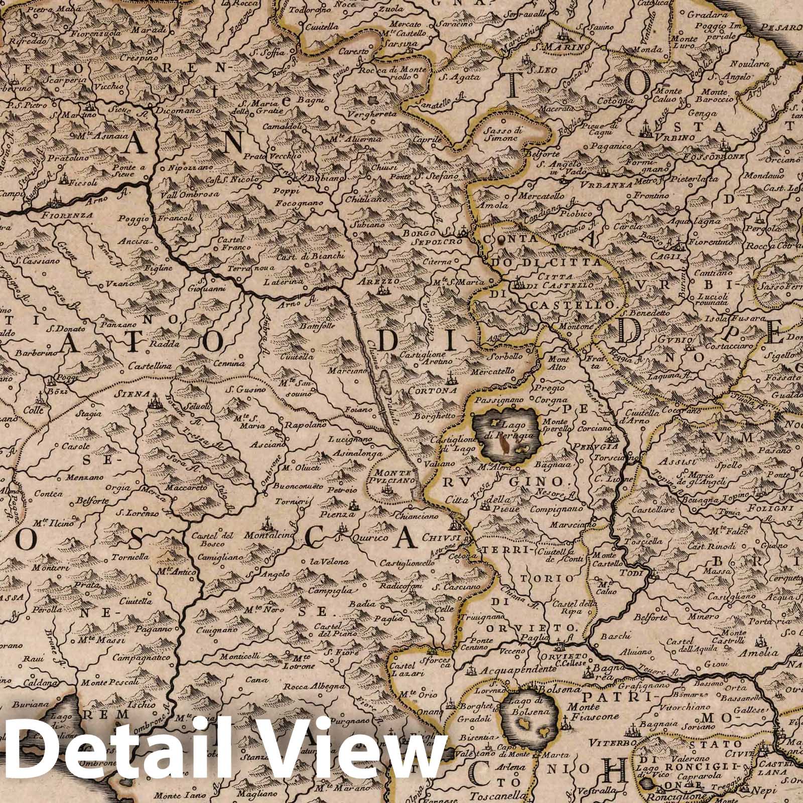 Papal States and Tuscany, 1692 - Historical Map Print