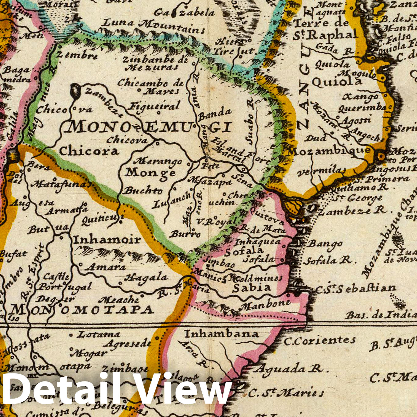 Southern Africa and Madagascar - River Map, 1736 - Historical Map Print