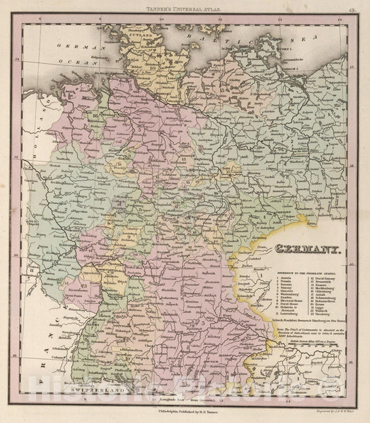 Historic Map : World Atlas Map, Germany. 1836 - Vintage Wall Art