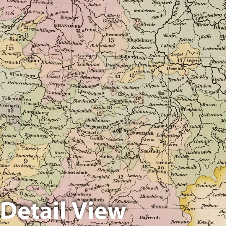 Germany, 1836 - Historical Map Print from Tanner's Universal Atlas