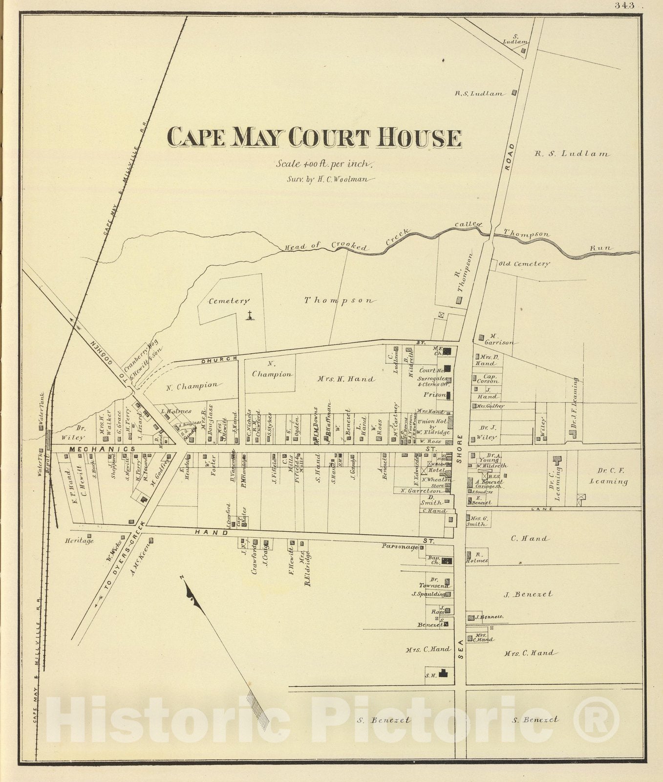 Historic Map : State Atlas Map, Cape May Court House. 1878 - Vintage Wall Art