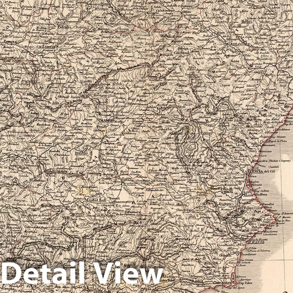 Spain and Portugal with insets Lisbon, Madrid, Cadiz, Gibraltar - Railroad Map, 1857