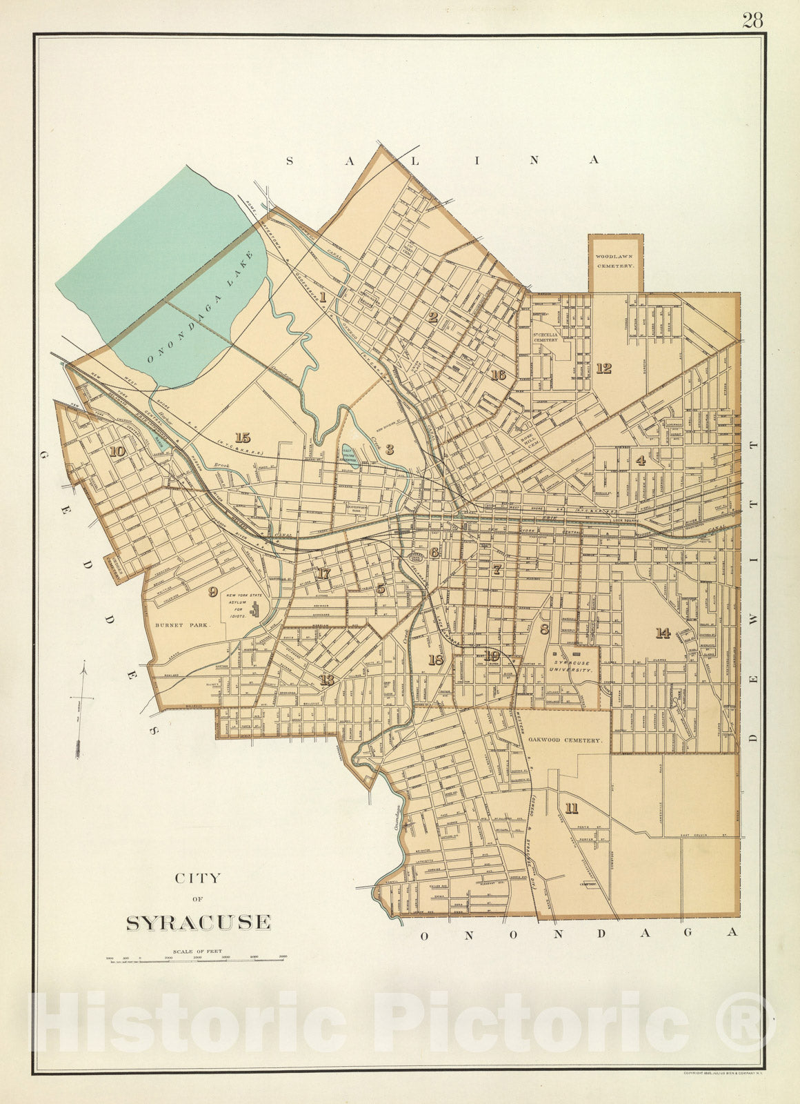 Historic Map - State Atlas Map, Syracuse. 1895 - Vintage Wall Art