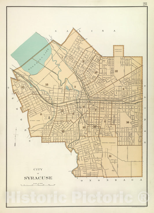 Historic Map - State Atlas Map, Syracuse. 1895 - Vintage Wall Art