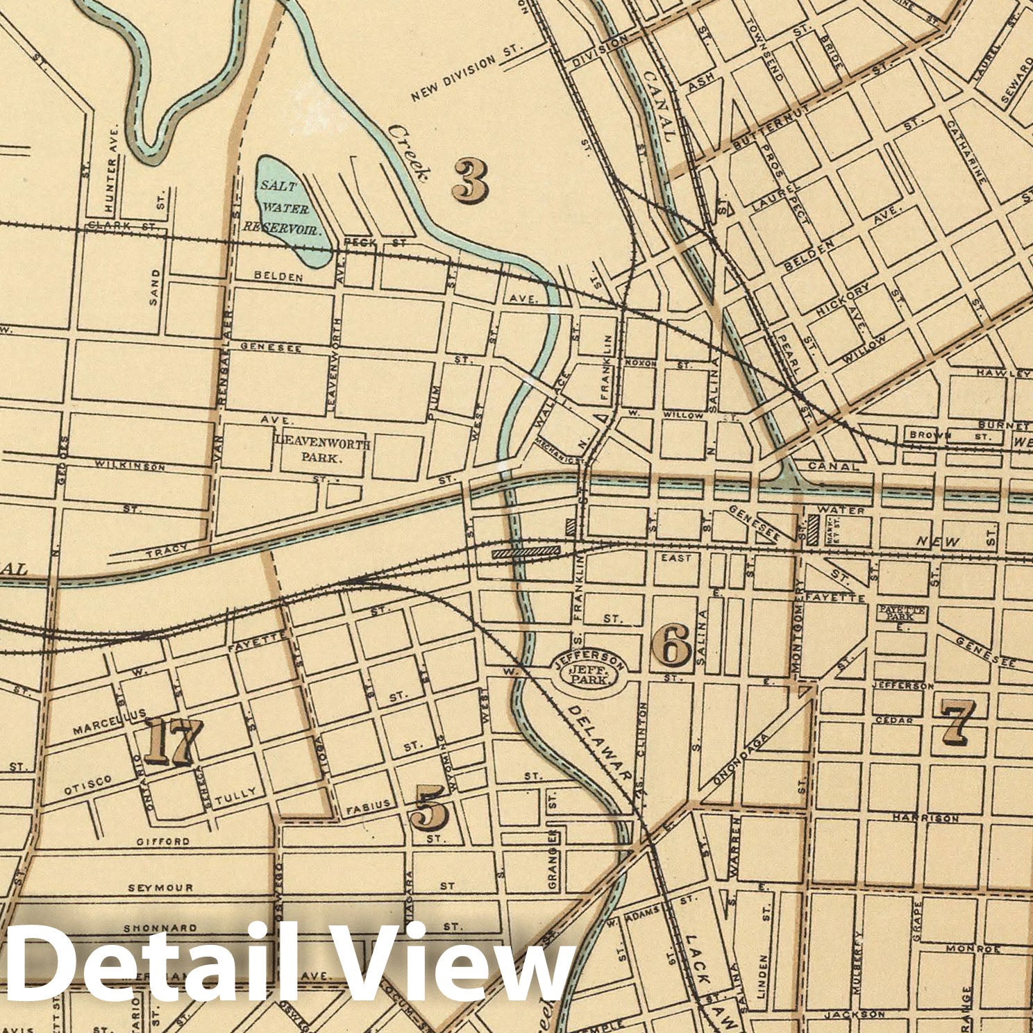 Syracuse, New York - Railroad Map, 1895 - Historical Map Print