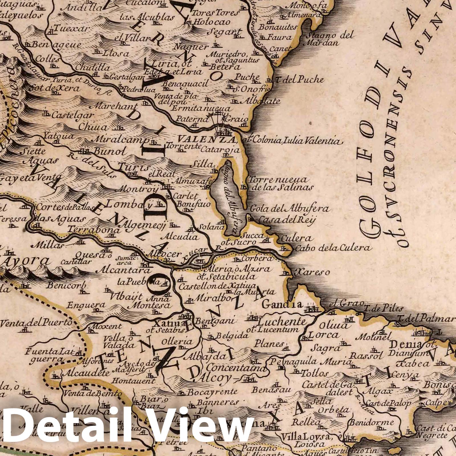 Valencia and Murcia, Spain - 1696 Historical Map Print
