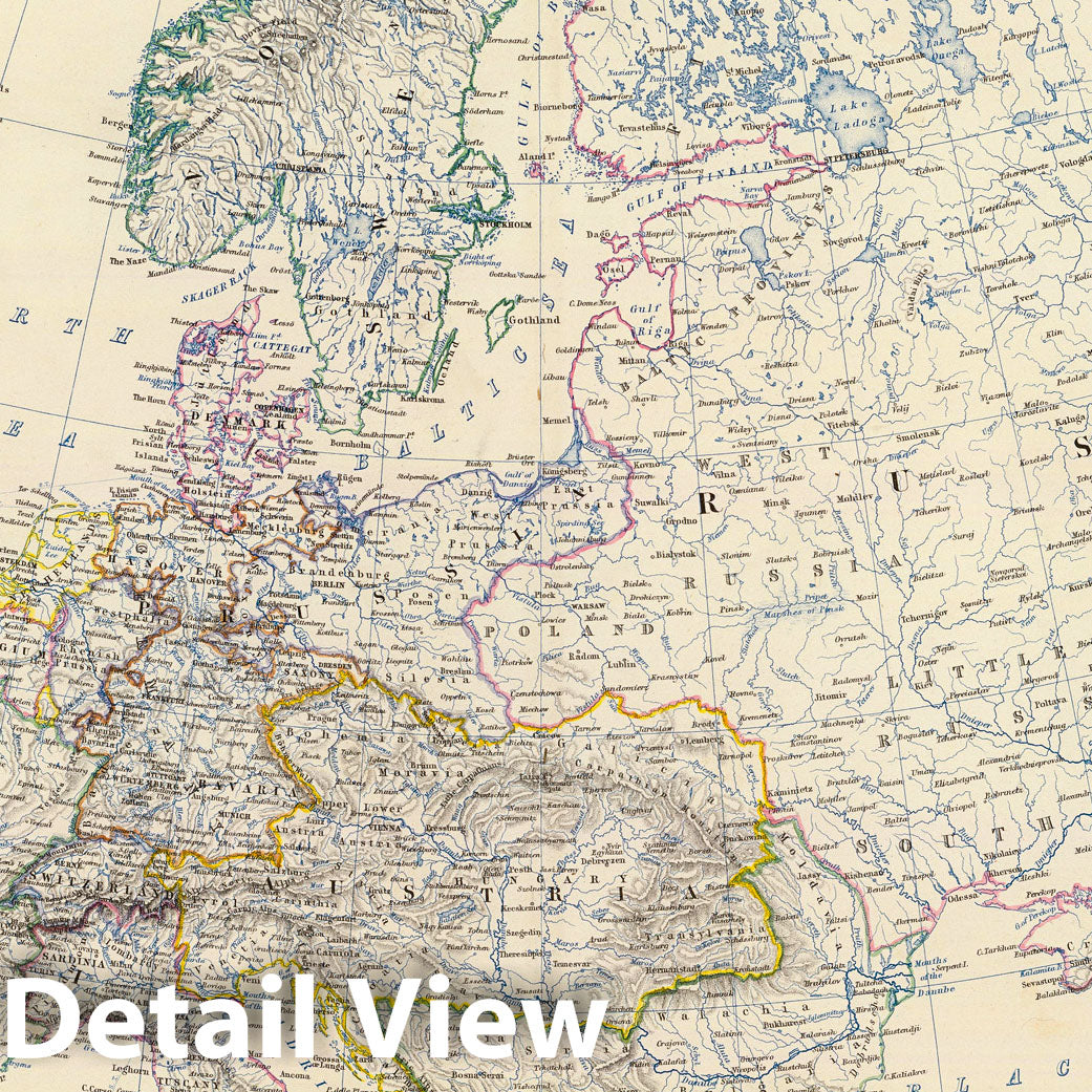 Europe 1861 - Keith Johnston Royal Atlas Historical Map Print