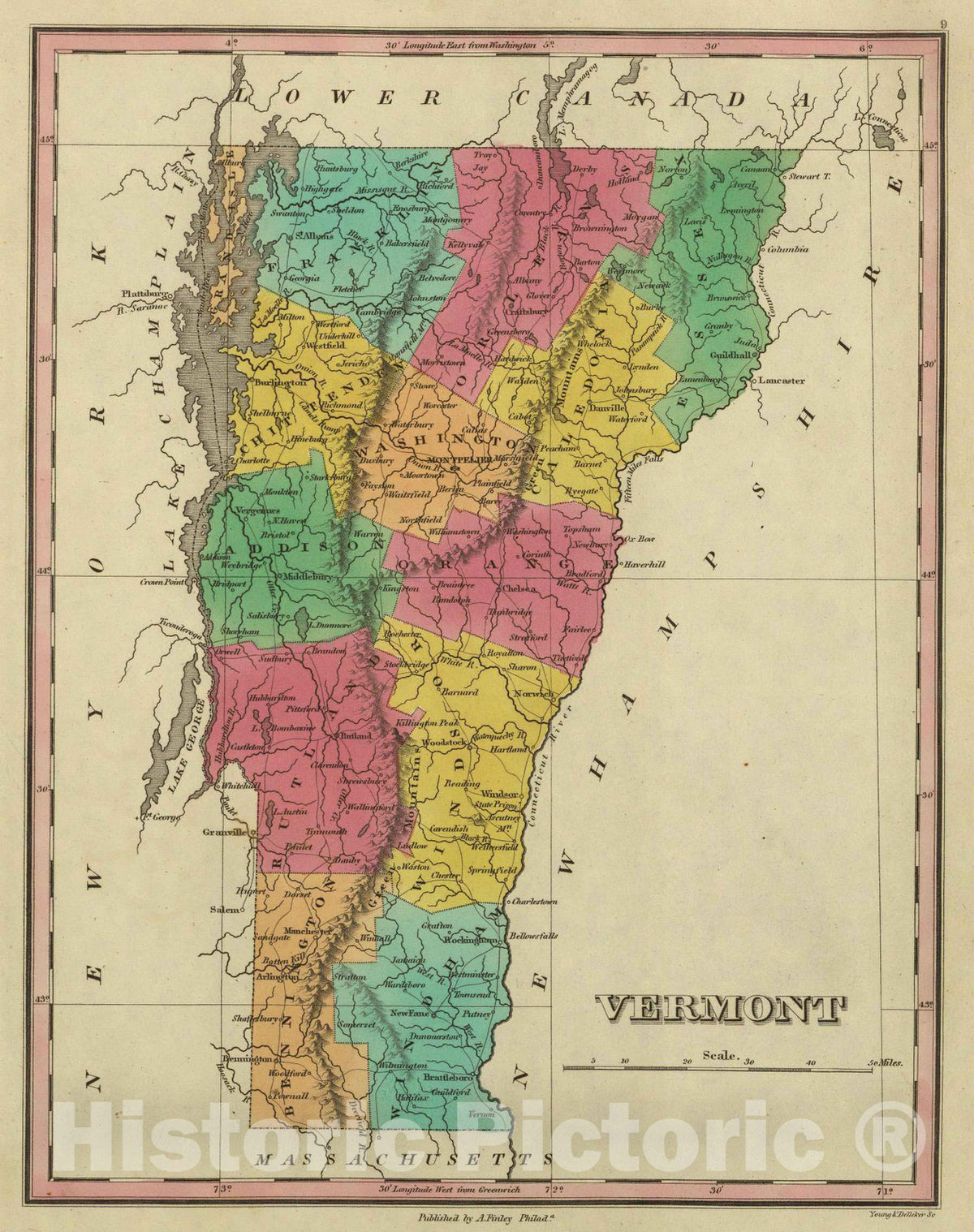 Historic Map : Classical Atlas Map, Vermont. 1831 - Vintage Wall Art