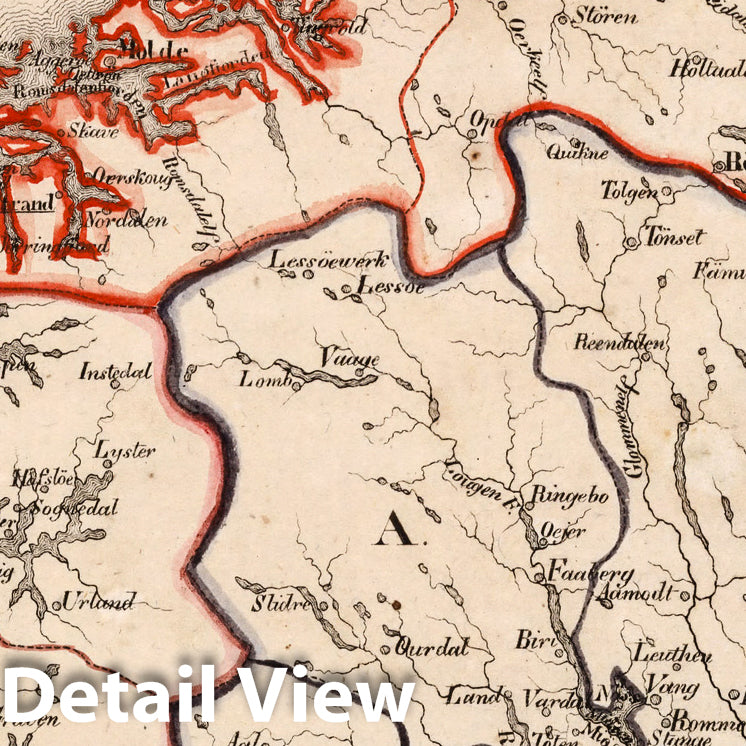 Norway - Boundary Map, 1825 - Historical Map Print