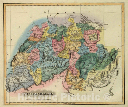 Historic Map : World Atlas Map, Switzerland. 1823 - Vintage Wall Art