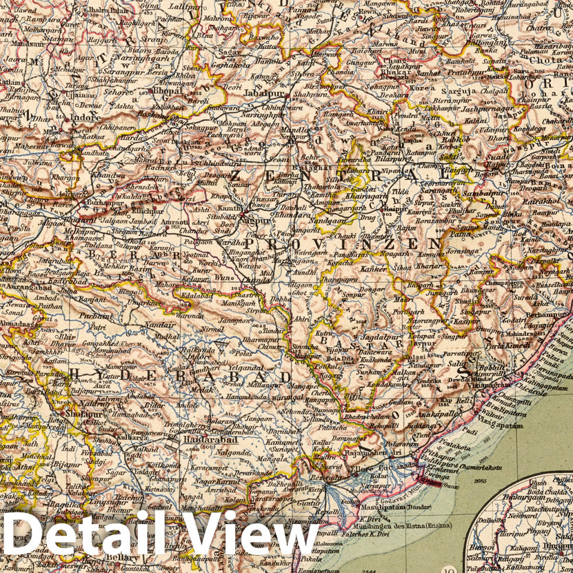 India with Ganges Delta - Stieler's Atlas 1925 Historical Map Print