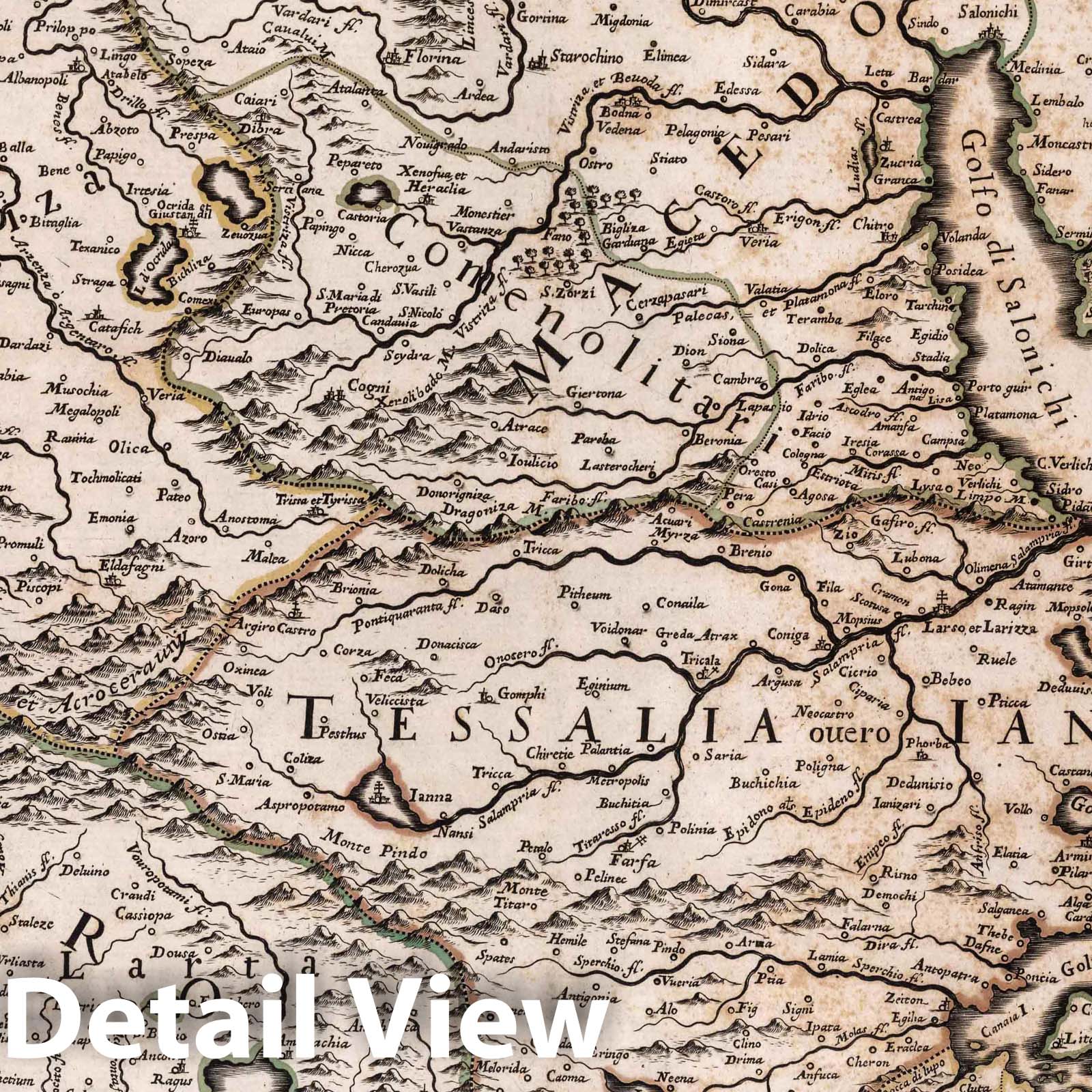 Macedonia, Epirus, Livadia, Albania - River Map, 1684 - Historical Map Reproduction