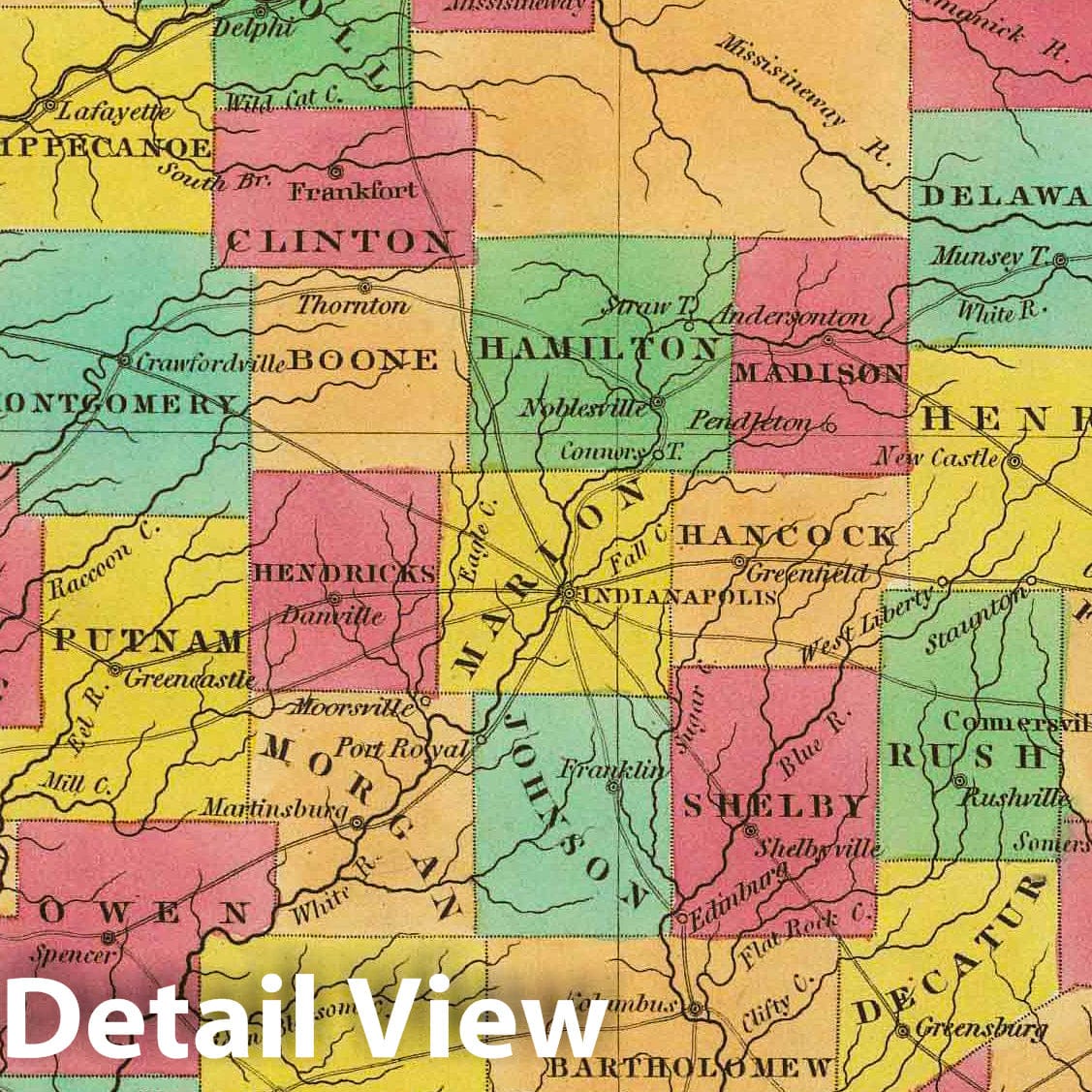 Indiana, 1831 - Historical Map Print from Finley's Atlas