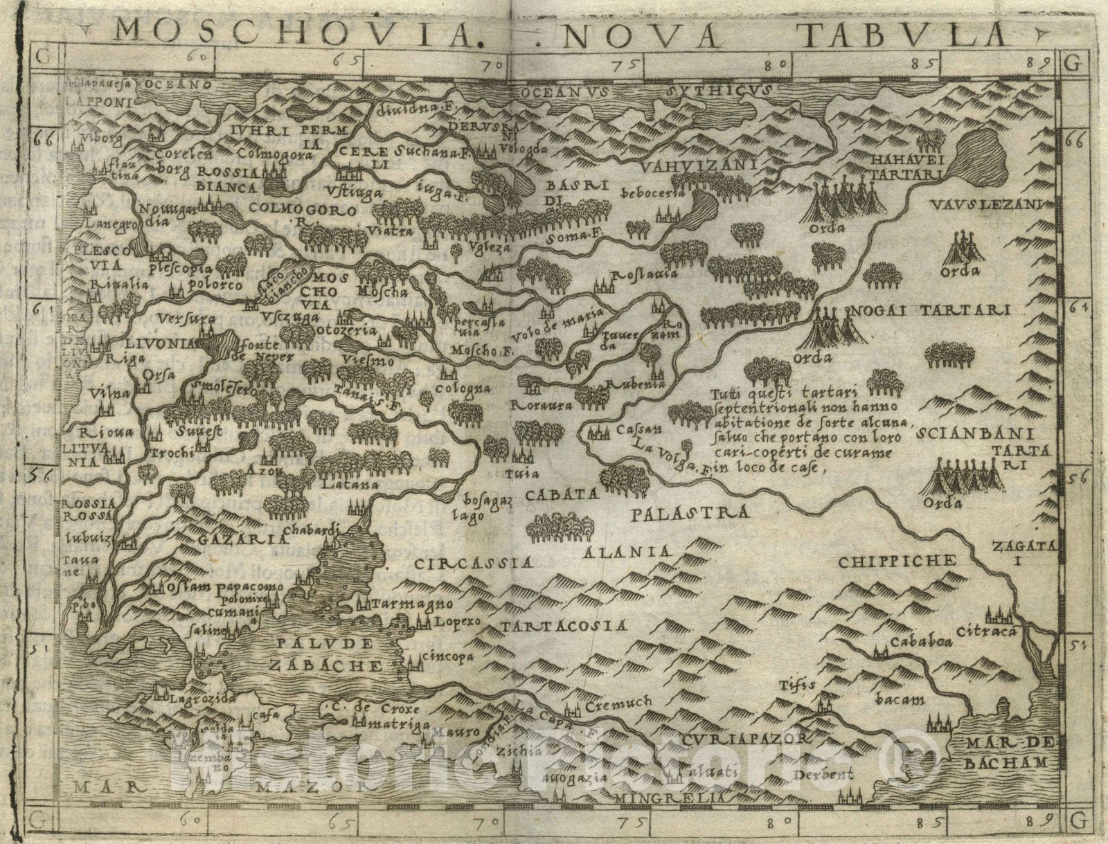 Historic Map : Russia,Moschovia nova tabula 1548 , Vintage Wall Art