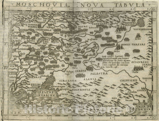 Historic Map : Russia,Moschovia nova tabula 1548 , Vintage Wall Art