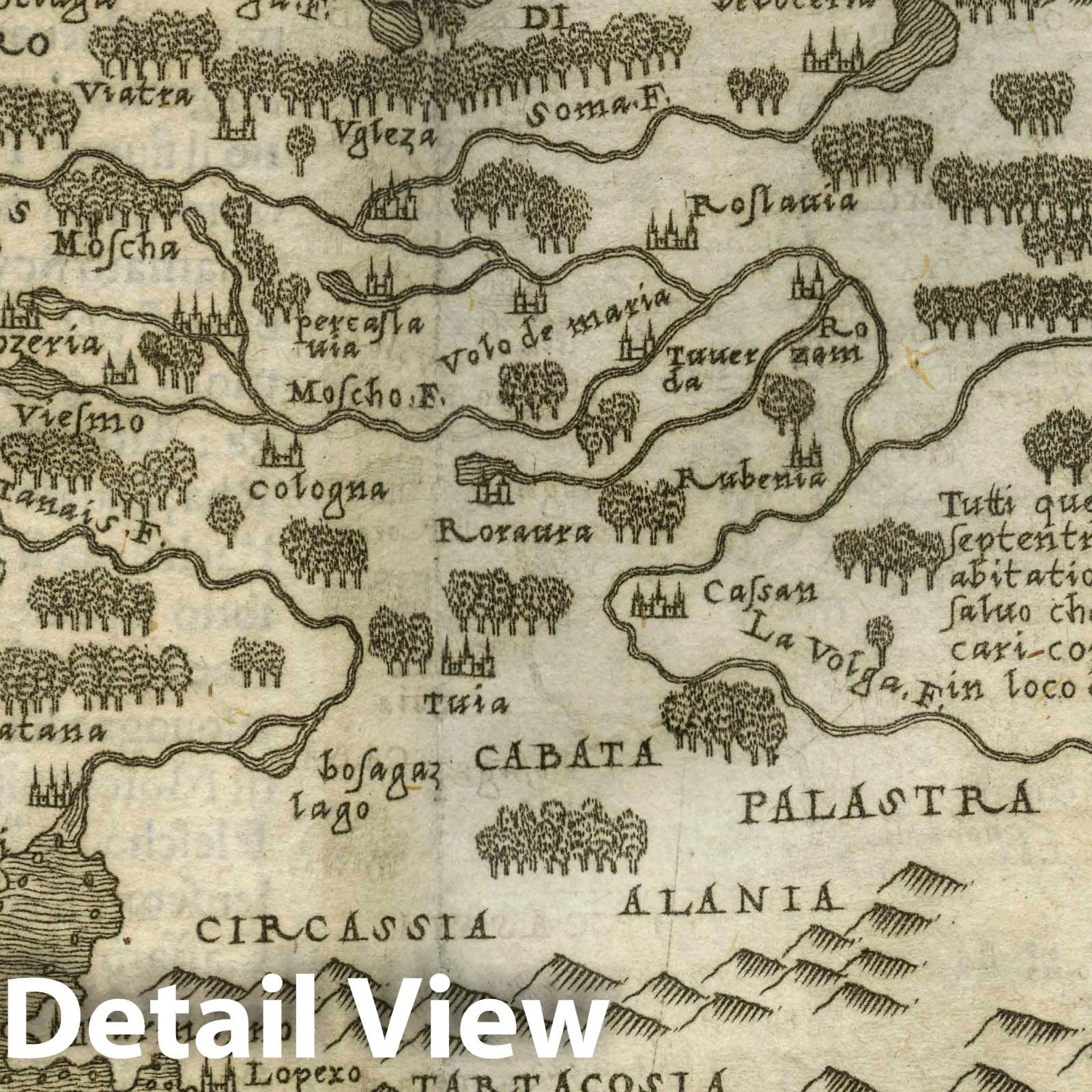 Russia, Poland, Lithuania, Estonia, and Ukraine - Route Map, 1548 - Historical Map Print