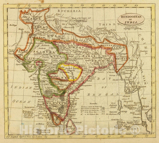 Historic Map : World Atlas Map, Hindoostan or India. 1821 - Vintage Wall Art