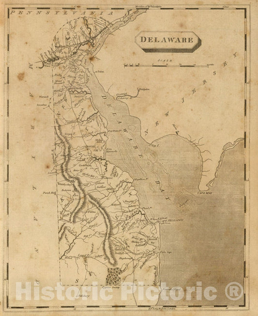 Historic Map : World Atlas Map, Delaware. 1812 - Vintage Wall Art