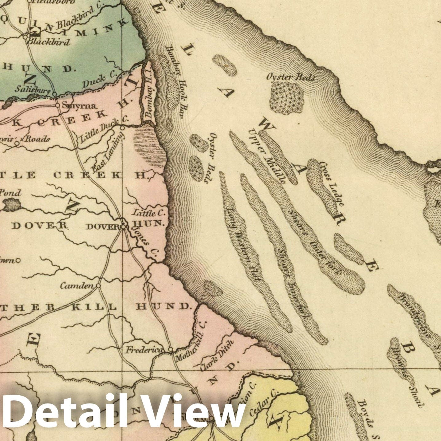 Delaware, 1822 - Hand-Colored Historical Map Print