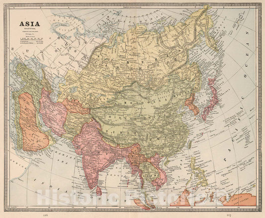 Historic Map : World Atlas Map, Asia. 1883 - Vintage Wall Art
