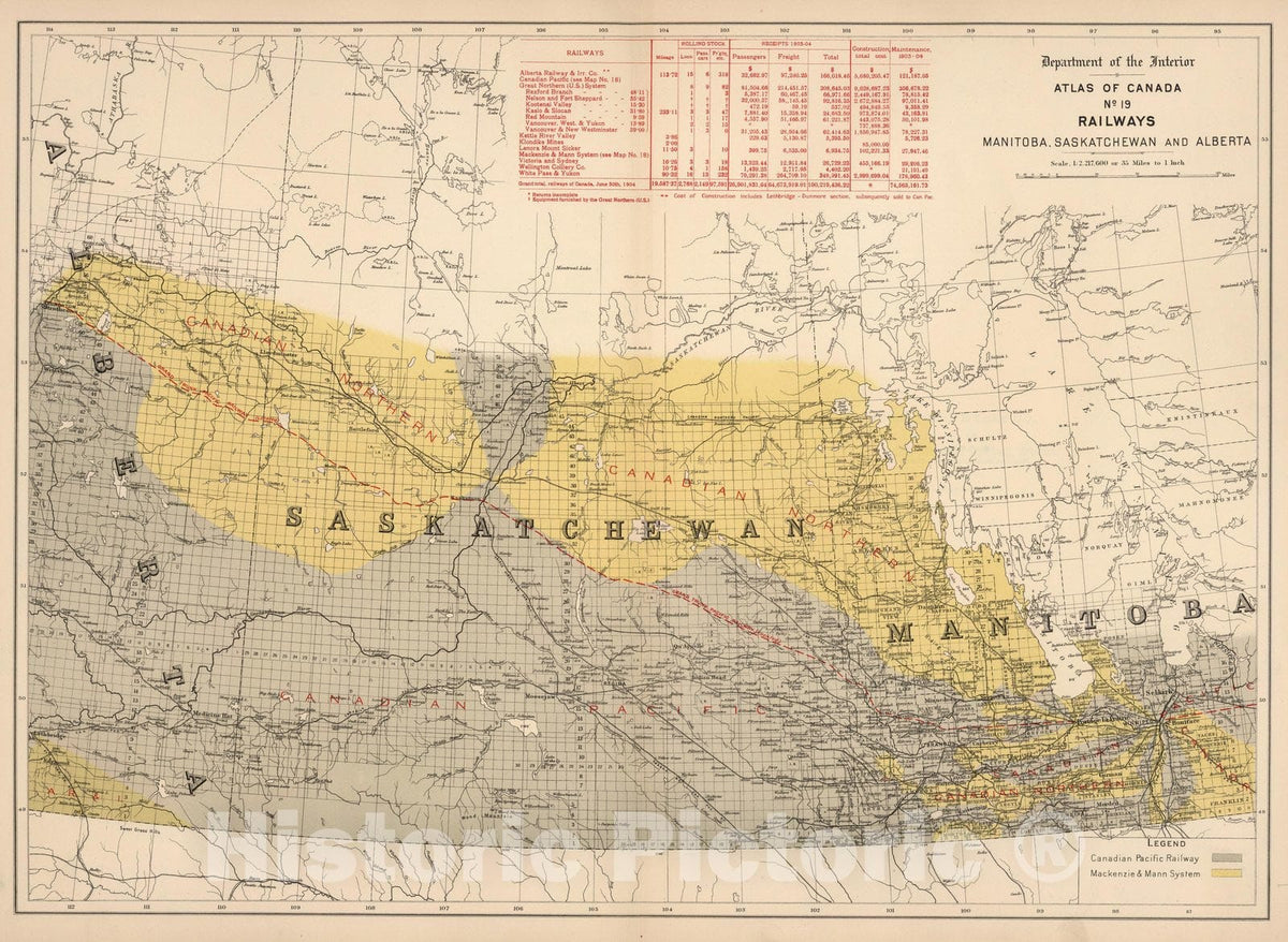 Historic Map : No.19, Railways: Manitoba, Saskatchewan and Alberta 1906 - Vintage Wall Art