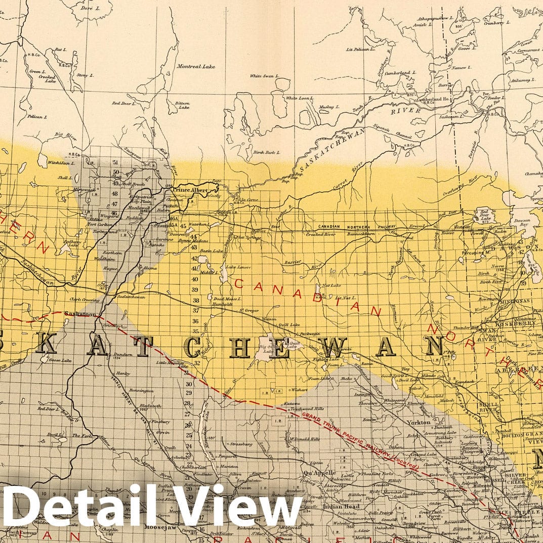 Manitoba, Saskatchewan and Alberta - Railroad Map, 1906