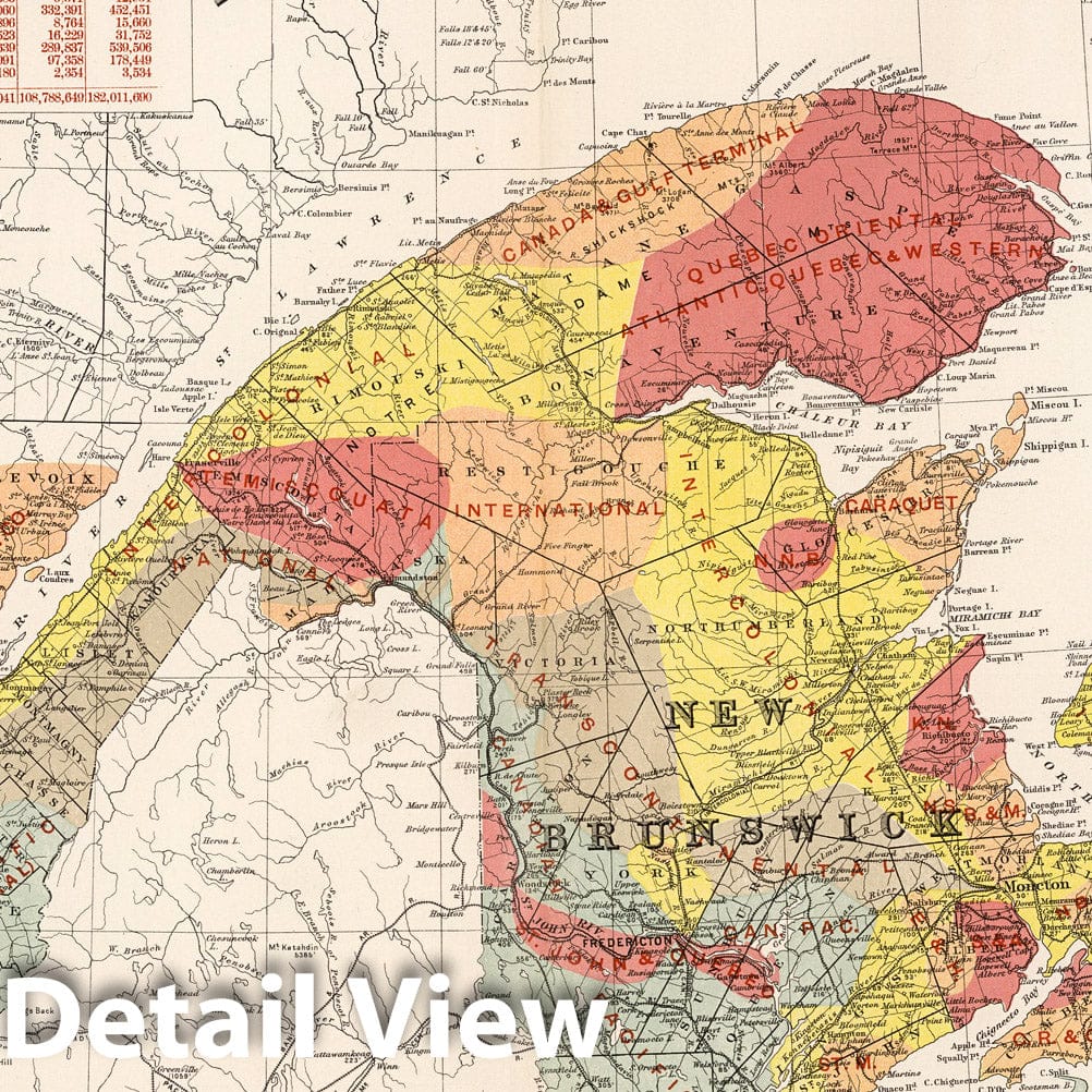 Quebec and Maritime Provinces - Railroad Map, 1915