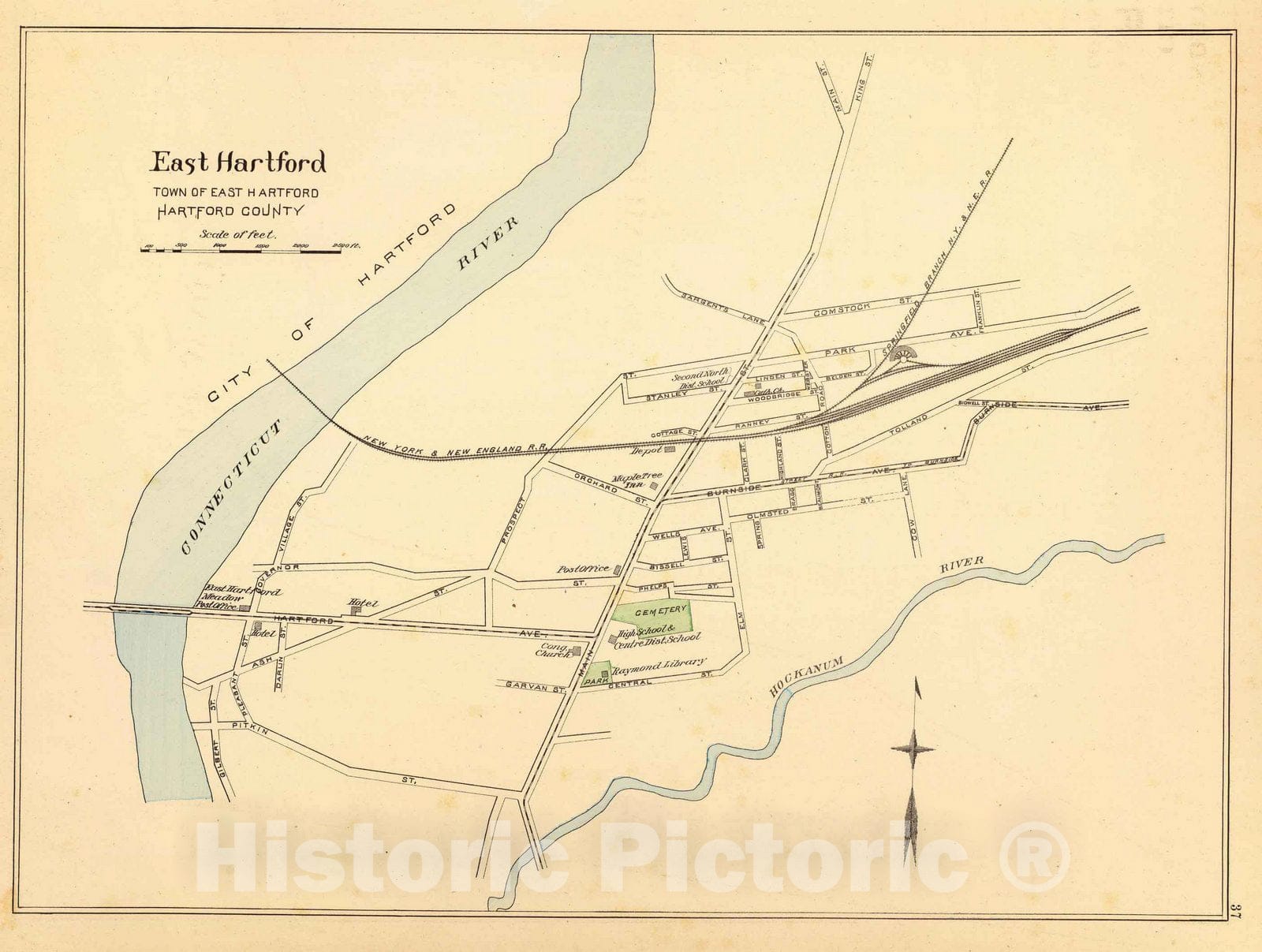 Historic Map : State Atlas Map, East Hartford. 1893 - Vintage Wall Art