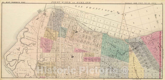 Historic Map : Official and historical atlas map of Alameda County, California, County Atlas Map, Oakland, vicinity 1. 1878 - Vintage Wall Art