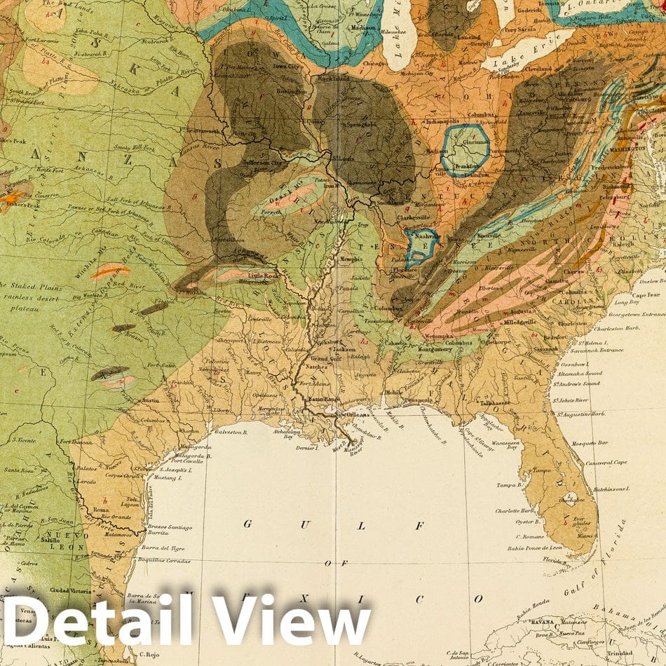 Historic Map : Geol. map U.S, 1856 - Vintage Wall Art