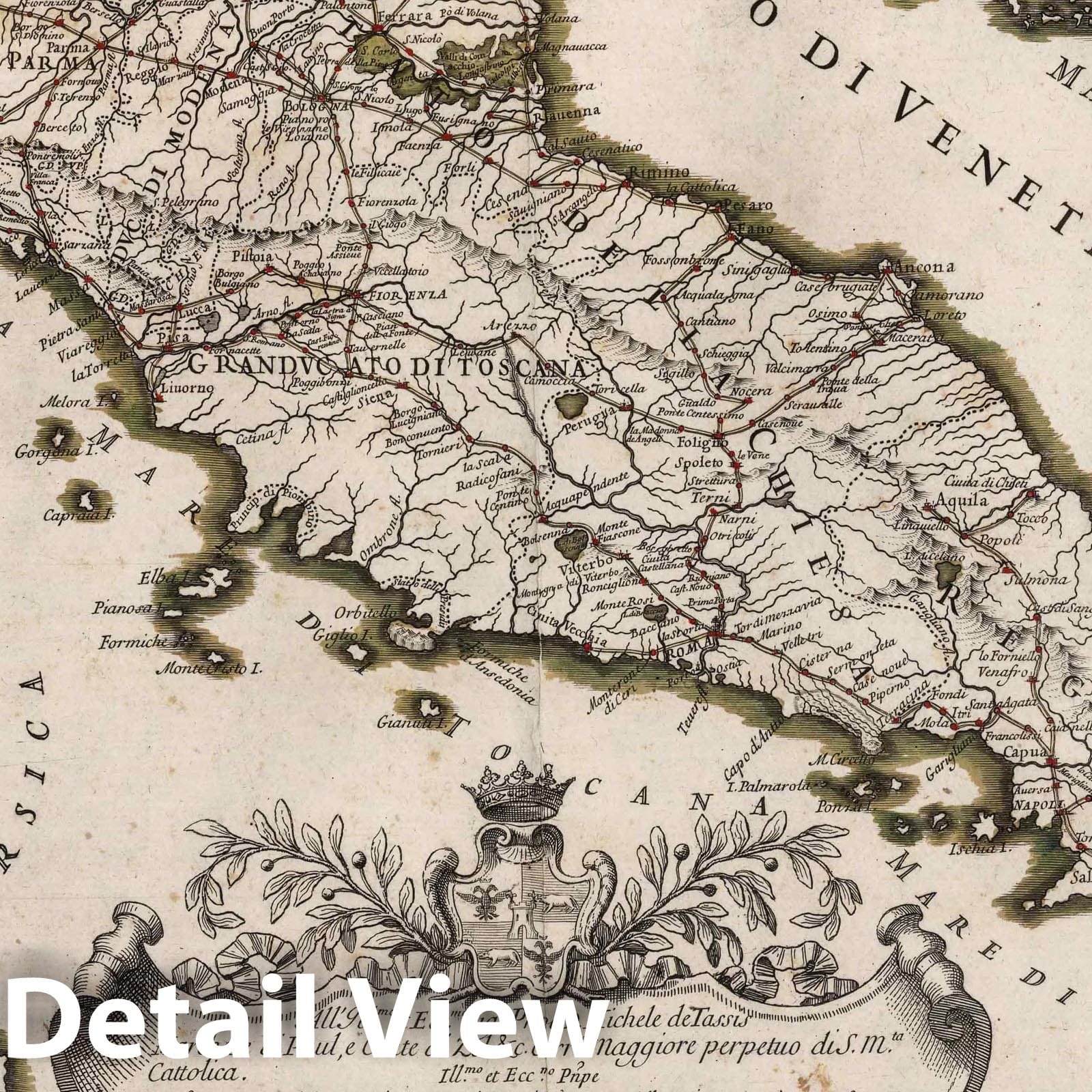 Italy - Road Map, 1695 - Historical Map Print