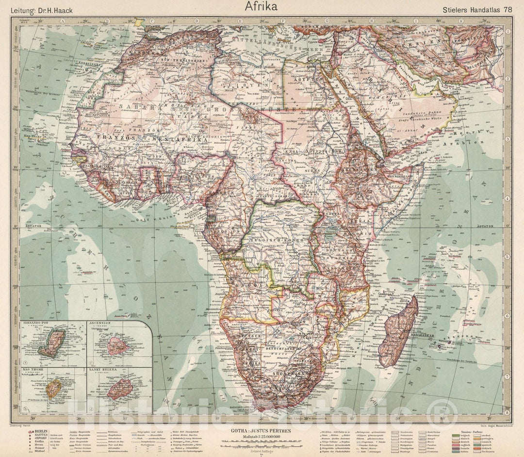 Historic Map : Africa,78. Afrika. Africa. 1925 , Vintage Wall Art