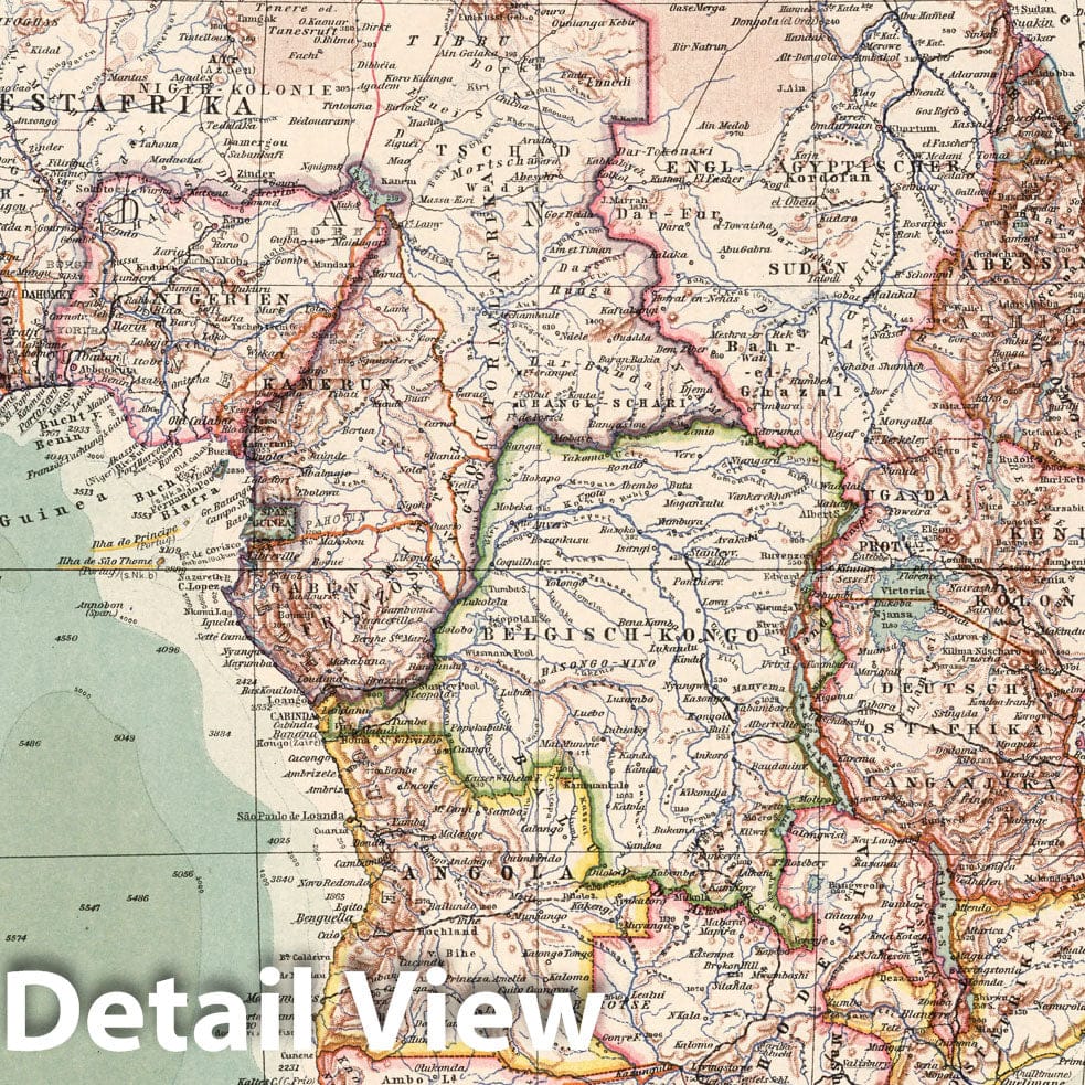 Africa with Insets, 1925 - Stieler's Atlas Map Print